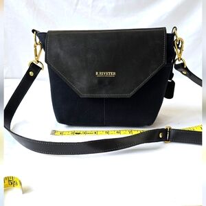 R. Riveter Hobby purse.  Black leather, black canvas,  handmade 2019.